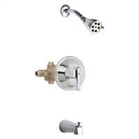 Chicago Faucets - 1900-600CP Pressure Balancing Tub and Shower Valve with Shower Head and Diverter Tub Spout