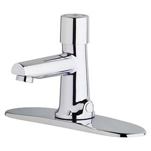 Chicago Faucets 3501-8E2805ABCP - 8-inch Center Hot and Cold Water Metering Mixing Sink Faucet