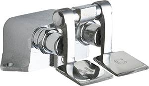 Chicago Faucets 625-RCF Hot and cold water foot pedal control valve with rough chrome finish for use in commercial applications.