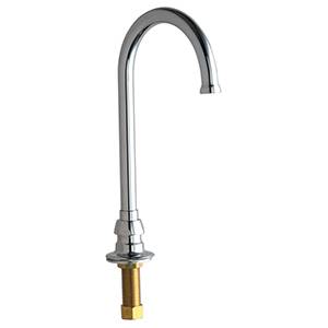 The Chicago Faucets 626-ABCP is a Deck Mounted Single Spout can be used for several installation purposes. The most common installation would be for use with foot pedal valves, or manual control valves that do not come with spouts themselves.