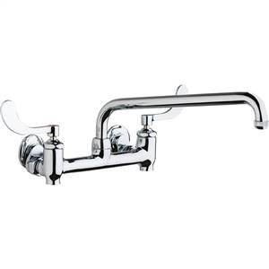 Chicago Faucets 640-L12E1-317YAB - Hot and Cold Water 8-inch Wall Mounted Sink Faucet with Integral Supply Stops