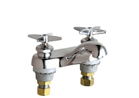Chicago Faucets - 802-633ABCP 4 inch Center Lavatory Faucet with Integral Spout, E12 - 2.2 GPM Pressure Compensating Softflo® Aerator. The faucet also includes 633 - Indexed Cross Handle, Quaturn™ Operating Cartridges