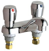 Chicago Faucets - 802-V665CP Vandal Resistant 4-inch Center Self Closing Push Button Lavatory Faucet