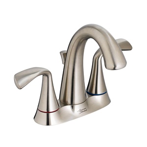 American Standard 7186211.295 Fluent Two-Handle Centerset Bathroom Faucet w/ Red/Blue Indicators (Brushed Nickel)