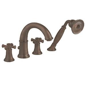 American Standard 7420921.224 Portsmouth Deck-Mounted Bathtub Faucet w/ Cross Handles and Hand Shower (Oil Rubbed Bronze)