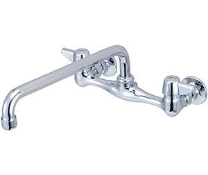 CENTRAL BRASS 0047-UA3-Q TWO CANOPY HANDLE WALL MOUNT KITCHEN FAUCET w/ 12" TUBE SPOUT 1/4 TURN