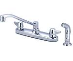 Central Brass 0149-A Kitchen-Shell Type Topmount 8" Two Canopy Hdls 8" D Style Spt W/Side Spray Assy-Pvd Pc (Polished Chrome Finish)