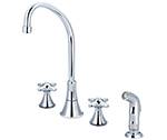 Central Brass 81173-TSA1C1 - Two Handle Concealed Ledge Kitchen Faucet with Tri-Arc Spout, Cross Handles and Side Spray