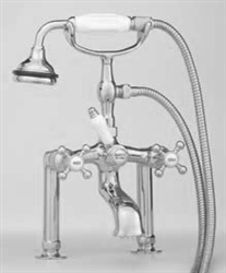 Cheviot 5112PN - RIM MOUNT TUB FILLER WITH HAND SHOWER-EXTRA TALL-CROSS HANDLES-POLISHED NICKEL