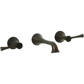 Cifial 245.176.R15 - Brookhaven L Spout Wall Mounted Lavatory Faucet with Crown Lever - rough bronze