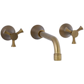 Cifial 246.156.V05 - Brookhaven Wall Mounted Lavatory Faucet Crown Cross - Aged Brass