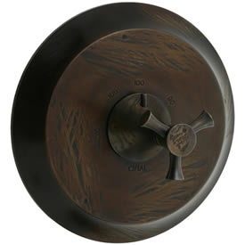 Cifial 246.616.R15 - Brookhaven Thermostatic Valve Trim without Volume Control, with Crown Cross - Rough Bronze