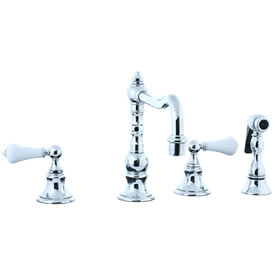 Cifial 262.255.625 - High Porcelain Lever Pillar Kitchen Widespread Faucet with spray - Polished Chrome