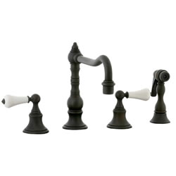 Cifial 262.255.W30 - High Porcelain Lever Pillar Kitchen Widespread Faucet with spray -Weathered