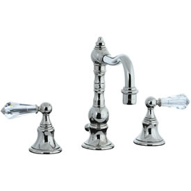 Cifial 265.130.721 - High Crystal Handle Pillar Widespread Lavatory Faucet - Polished Nickel