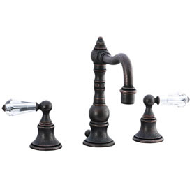 Cifial 265.130.D15 - High Crystal Handle Pillar Widespread Lavatory Faucet - Distressed Bronze