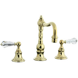 Cifial 265.130.X10 - High Crystal Handle Pillar Widespread Lavatory Faucet - PVD Brass