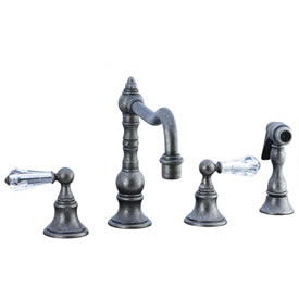 Cifial 265.225.D20 - High Crystal Handle T-body 1-hole Bar Faucet with Cross Handle-Distressed Nickel