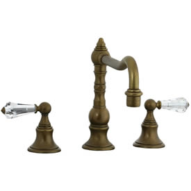 Cifial 265.250.V05 - High Crystal Handle Pillar Kitchen Widespread Faucet without Spray - Aged Brass