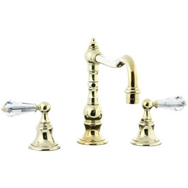 Cifial 265.250.X10 - High Crystal Handle Pillar Kitchen Widespread Faucet without Spray -PVD Brass
