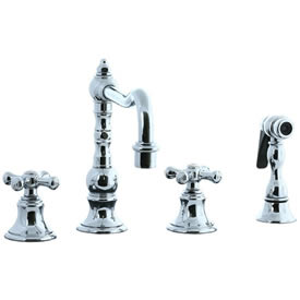 Cifial 267.255.625 - High Pillar Kitchen Widespread Faucet with spray - Polished Chrome