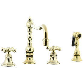 Cifial 267.255.X10 - High Pillar Kitchen Widespread Faucet with spray -PVD Brass