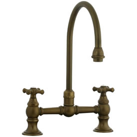Cifial 267.270.V05 - High Gooseneck Bridge Kitchen or Bar Faucet - Aged Brass
