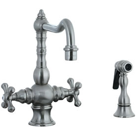 Cifial 267.355.620 - High T-body 1-hole Kit Faucet with Spray Cross Handle-Satin Ni