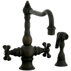 Cifial 267.355.W30 - High T-body 1-hole Kit Faucet with Spray Cross Handle-Weathered