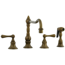 Cifial 268.255.V05 - High Pillar Kitchen Widespread Faucet with spray - Aged Brass