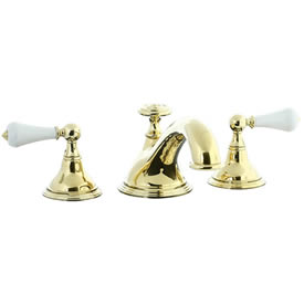 Cifial 272.640.X10 - Asbury Porcelain Lever 3-pc Teapot Roman Tub Faucet Trim -PVD Brass