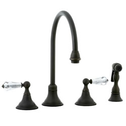 Cifial 275.245.W30 - Asbury Crystal Handle Kitchen Widespread Faucet with spray -Weathered