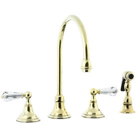 Cifial 275.245.X10 - Asbury Crystal Handle Kitchen Widespread Faucet with spray -PVD Brass