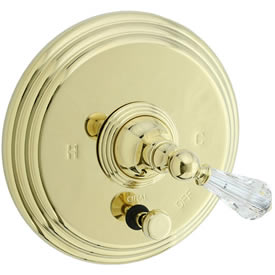 Cifial 275.611.X10 - Asbury Crystal Handle PB valve with Diverter TRIM - PVD Brass