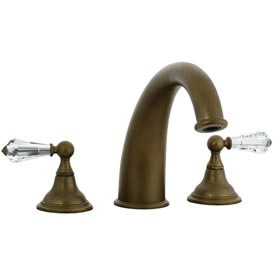 Cifial 275.650.V05 - Asbury Crystal Handle 3-pc Hi-arch Roman Tub Faucet Trim - Aged Brass