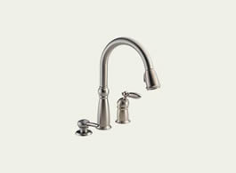 Delta Victorian: Single Handle Pull-Down Kitchen Faucet With Soap Dispenser - 16955-SSSD-DST