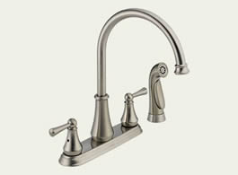 Delta Lewiston: Two Handle Kitchen Faucet With Spray - 21902LF-SS