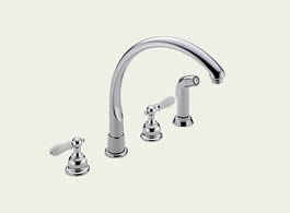 Delta Waterfall: Two Handle Kitchen Faucet With Spray - 2276-LHP