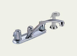 Delta Classic: Two Handle Kitchen Faucet With Spray - 2400-TP