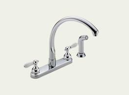 Delta Waterfall: Two Handle Kitchen Faucet With Spray - 2476-LHP