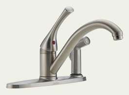 Delta Classic: Single Handle Kitchen Faucet With Integral Spray - 300-SS-DST-A
