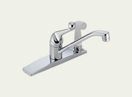Delta Classic: Single Handle Kitchen Faucet With Integral Spray - 300-WF