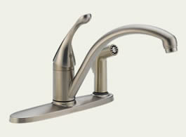 Delta 340-SS-DST Classic: Single Handle Kitchen Faucet With Integral Spray, Stainless
