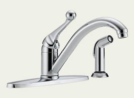 Delta 400-BH-DST Classic: Single Handle Kitchen Faucet With Spray, Chrome