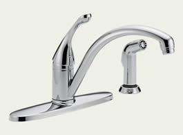 Delta 440-DST Classic: Single Handle Kitchen Faucet With Spray, Chrome