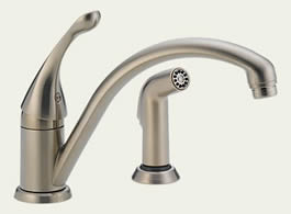 Delta 441-SS-DST Classic: Single Handle Kitchen Faucet With Spray, Stainless