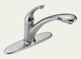 Delta 470-AR-DST Signature: Single Handle Pull-Out Kitchen Faucet, Arctic Stainless