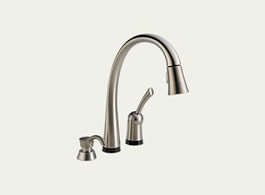 Delta Pilar: Single Handle Pull-Down Kitchen Faucet With Touch2O Technology And Soap Dispenser - 980T-SSSD-DST