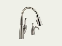 Delta Allora: Single Handle Pull-Down Kitchen Faucet With Soap Dispenser - 989-SSSD-DST