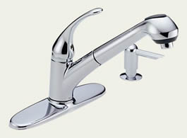 Delta Foundations Core-B: Single Handle Pull-Out Kitchen Faucet With Soap Dispenser - B4310LF-SD